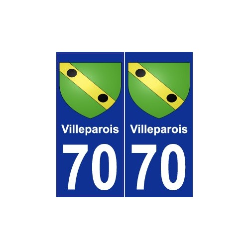 70 Villeparois escudo de armas de la etiqueta engomada de la placa de pegatinas de la ciudad