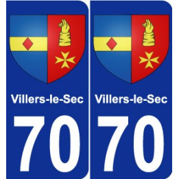 70 Villers-le-Sec escudo de armas de la etiqueta engomada de la placa de pegatinas de la ciudad
