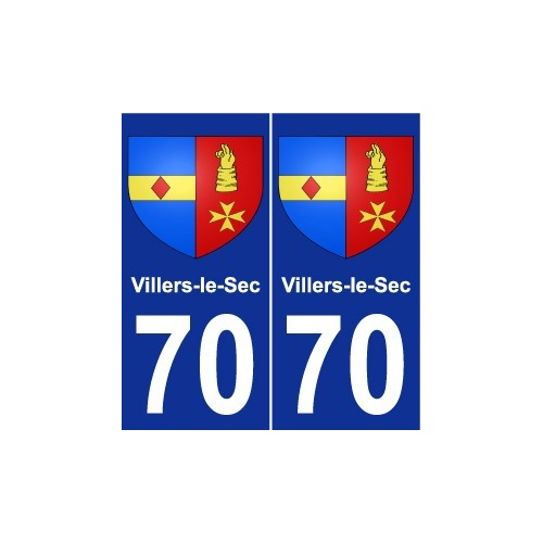 70 Villers-le-Sec escudo de armas de la etiqueta engomada de la placa de pegatinas de la ciudad