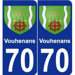 70 Vouhenans escudo de armas de la etiqueta engomada de la placa de pegatinas de la ciudad