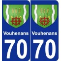 70 Vouhenans escudo de armas de la etiqueta engomada de la placa de pegatinas de la ciudad