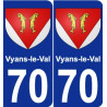 70 Vyans-le-Val escudo de armas de la etiqueta engomada de la placa de pegatinas de la ciudad