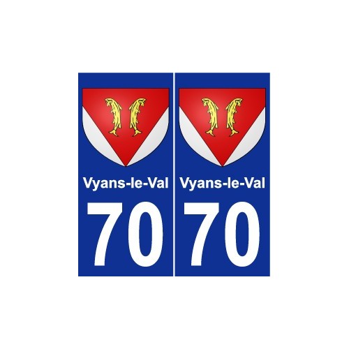 70 Vyans-le-Val escudo de armas de la etiqueta engomada de la placa de pegatinas de la ciudad