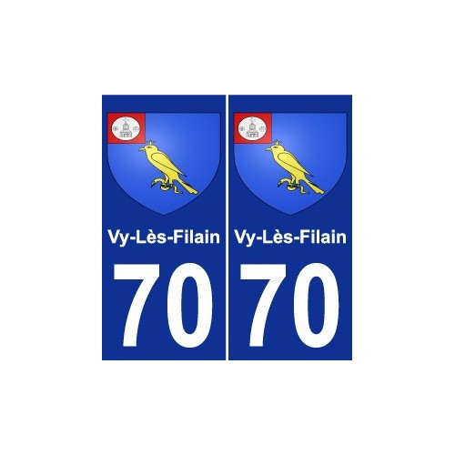 70 Vy-Lès-Filain escudo de armas de la etiqueta engomada de la placa de pegatinas de la ciudad