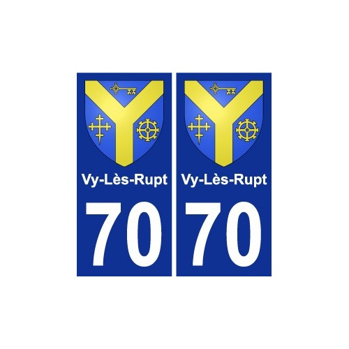 70 Vy-Lès-Rupt escudo de armas de la etiqueta engomada de la placa de pegatinas de la ciudad