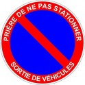 Autocollant interdit stationner stationnement sortie vehicule panneau sticker adhesif