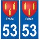 53 Ernée blason autocollant plaque stickers ville