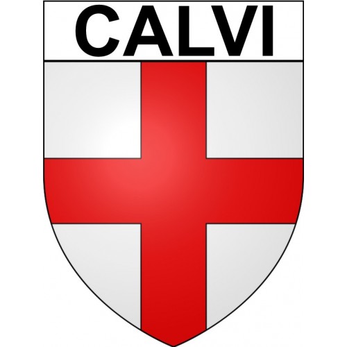 Pegatinas escudo de armas de Calvi adhesivo de la etiqueta engomada