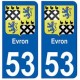 53 Evron blason autocollant plaque stickers ville