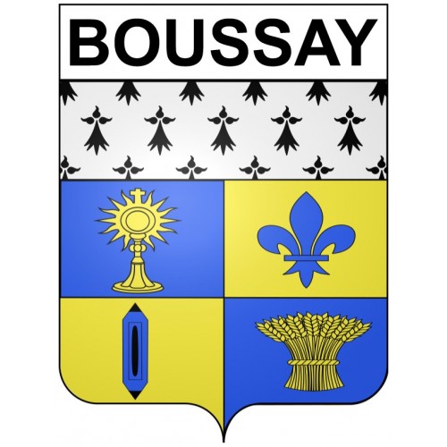 Pegatinas escudo de armas de Boussay adhesivo de la etiqueta engomada