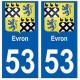 53 Evron blason autocollant plaque stickers ville