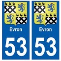 53 Evron blason autocollant plaque stickers ville