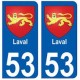 53 Laval blason autocollant plaque stickers ville
