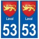 53 Laval blason autocollant plaque stickers ville