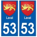 53 Laval escudo de armas de la etiqueta engomada de la placa de pegatinas de la ciudad