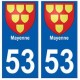 53 Mayenne blason autocollant plaque stickers ville