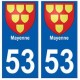 53 Mayenne blason autocollant plaque stickers ville