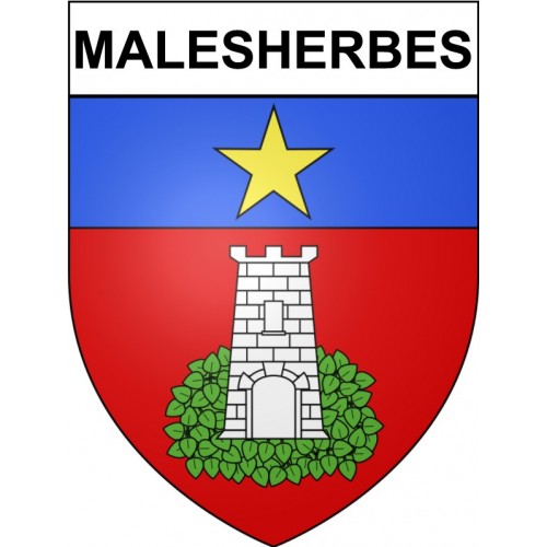 Pegatinas escudo de armas de Malesherbes adhesivo de la etiqueta engomada