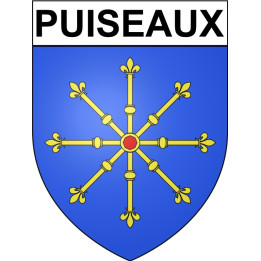 Pegatinas escudo de armas de Puiseaux adhesivo de la etiqueta engomada
