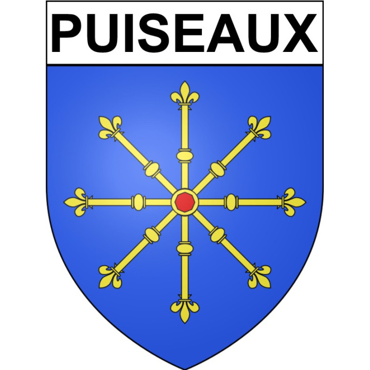 Pegatinas escudo de armas de Puiseaux adhesivo de la etiqueta engomada