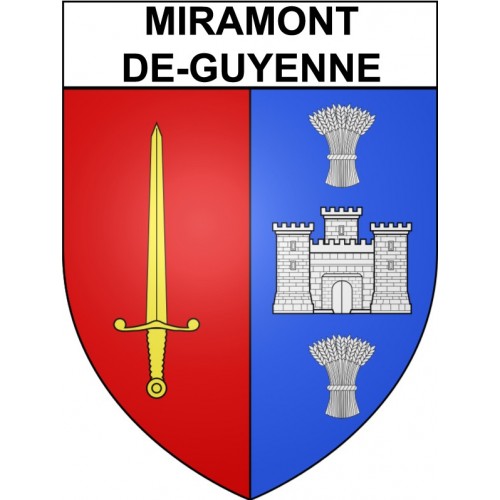 Pegatinas escudo de armas de Miramont-de-Guyenne adhesivo de la etiqueta engomada