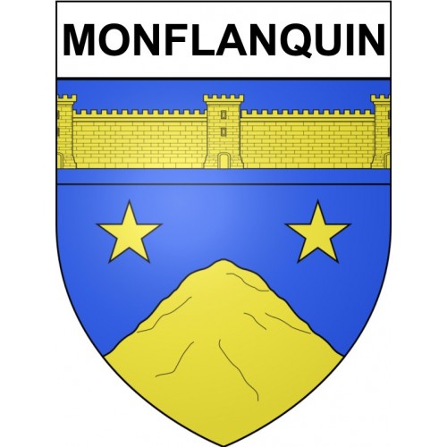 Pegatinas escudo de armas de Monflanquin adhesivo de la etiqueta engomada