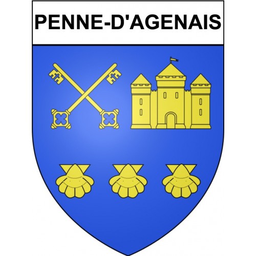 Pegatinas escudo de armas de Penne-d'Agenais adhesivo de la etiqueta engomada