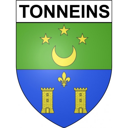 Pegatinas escudo de armas de Tonneins adhesivo de la etiqueta engomada