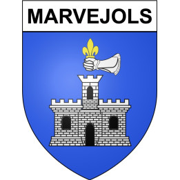 Pegatinas escudo de armas de Marvejols adhesivo de la etiqueta engomada