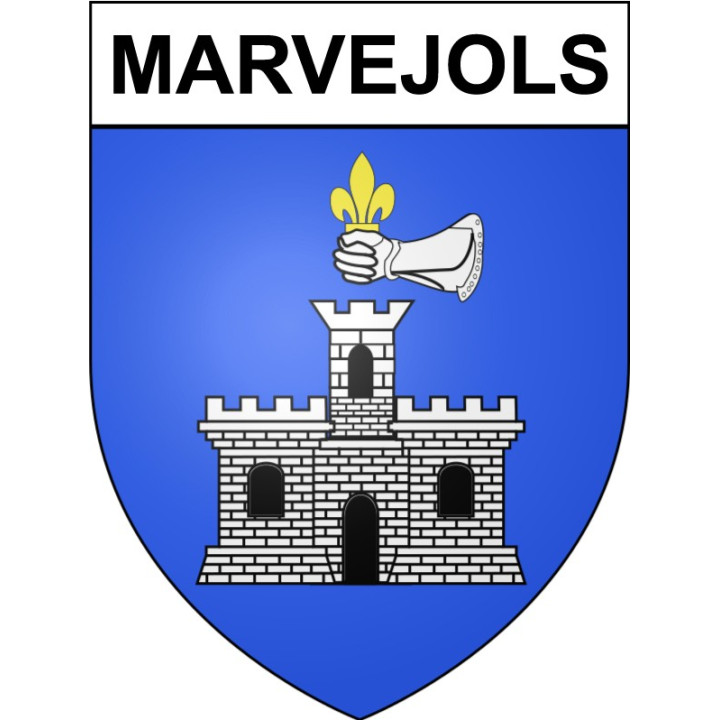 Pegatinas escudo de armas de Marvejols adhesivo de la etiqueta engomada