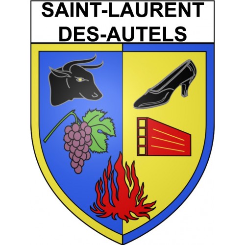Pegatinas escudo de armas de Saint-Laurent-des-Autels adhesivo de la etiqueta engomada