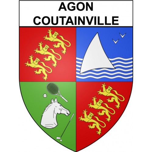Pegatinas escudo de armas de Agon-Coutainville adhesivo de la etiqueta engomada