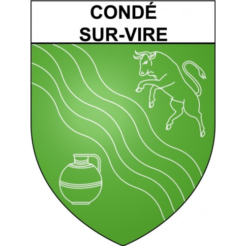 Pegatinas escudo de armas de Condé-sur-Vire adhesivo de la etiqueta engomada