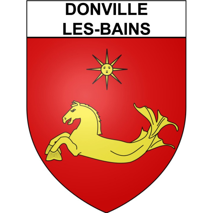 Pegatinas escudo de armas de Donville-les-Bains adhesivo de la etiqueta engomada