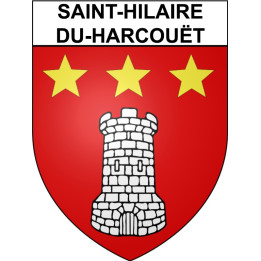Pegatinas escudo de armas de Saint-Hilaire-du-Harcouët adhesivo de la etiqueta engomada