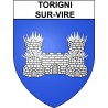 Pegatinas escudo de armas de Torigni-sur-Vire adhesivo de la etiqueta engomada