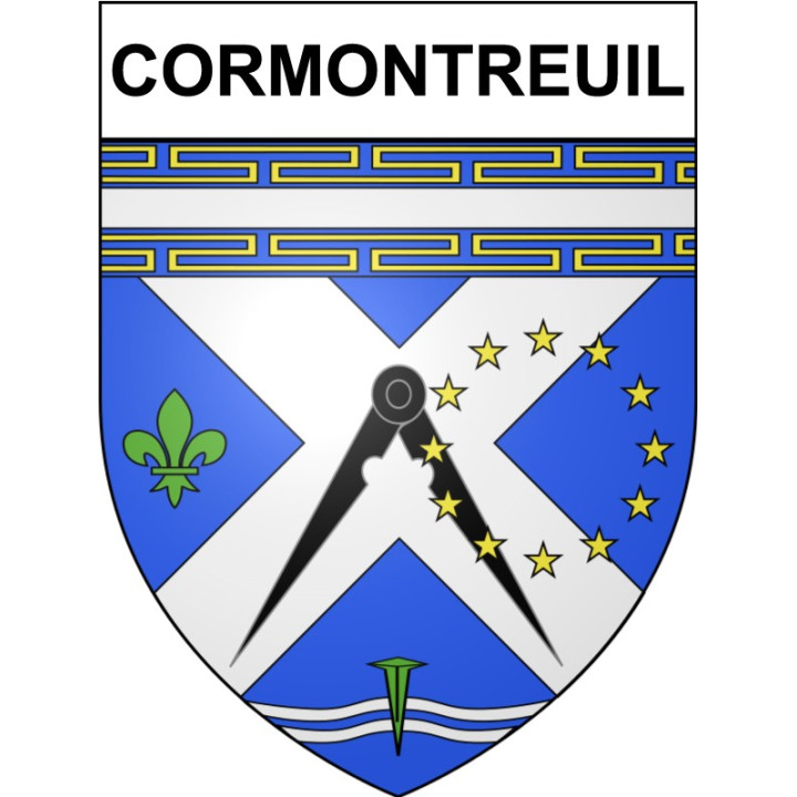 Pegatinas escudo de armas de Cormontreuil adhesivo de la etiqueta engomada