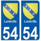 54 Lunéville blason autocollant plaque stickers ville
