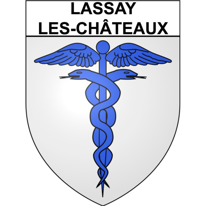 Pegatinas escudo de armas de Lassay-les-Châteaux adhesivo de la etiqueta engomada