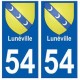 54 Lunéville blason autocollant plaque stickers ville