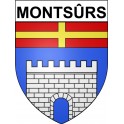 Pegatinas escudo de armas de Montsûrs adhesivo de la etiqueta engomada
