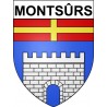 Pegatinas escudo de armas de Montsûrs adhesivo de la etiqueta engomada