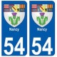 54 Nancy blason autocollant plaque stickers ville