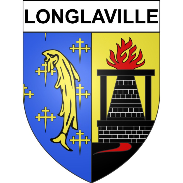 Pegatinas escudo de armas de Longlaville adhesivo de la etiqueta engomada