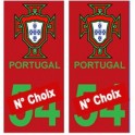 Portugal FPF team red background number choice sticker plate