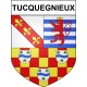 Pegatinas escudo de armas de Tucquegnieux adhesivo de la etiqueta engomada