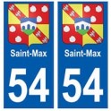 54 Saint-Max emblema etiqueta engomada de la placa de pegatinas de la ciudad