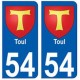 54 Toul  blason autocollant plaque stickers ville