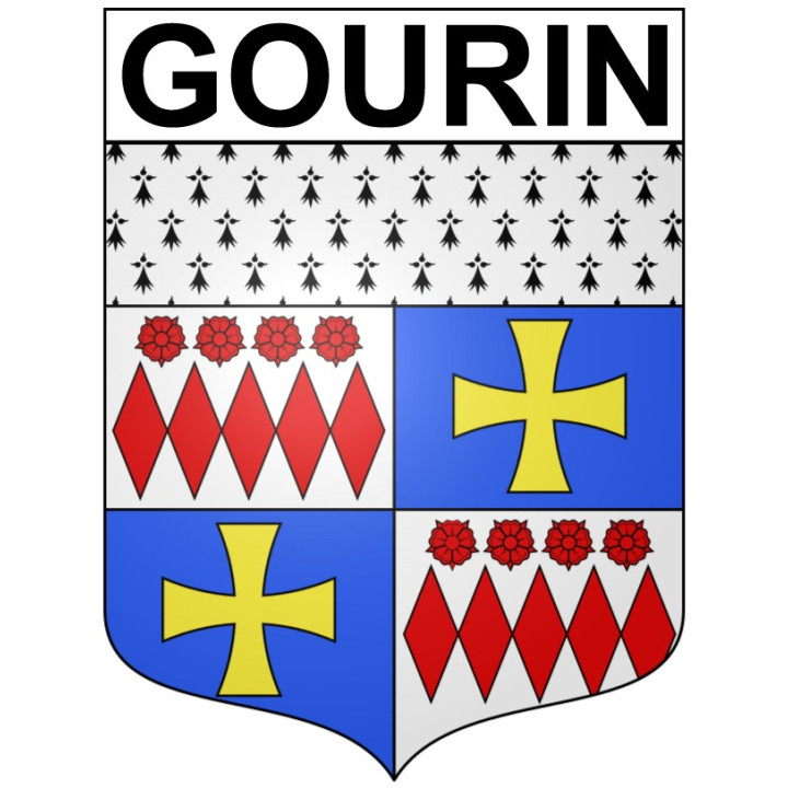 Pegatinas escudo de armas de Gourin adhesivo de la etiqueta engomada