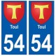 54 Toul  blason autocollant plaque stickers ville